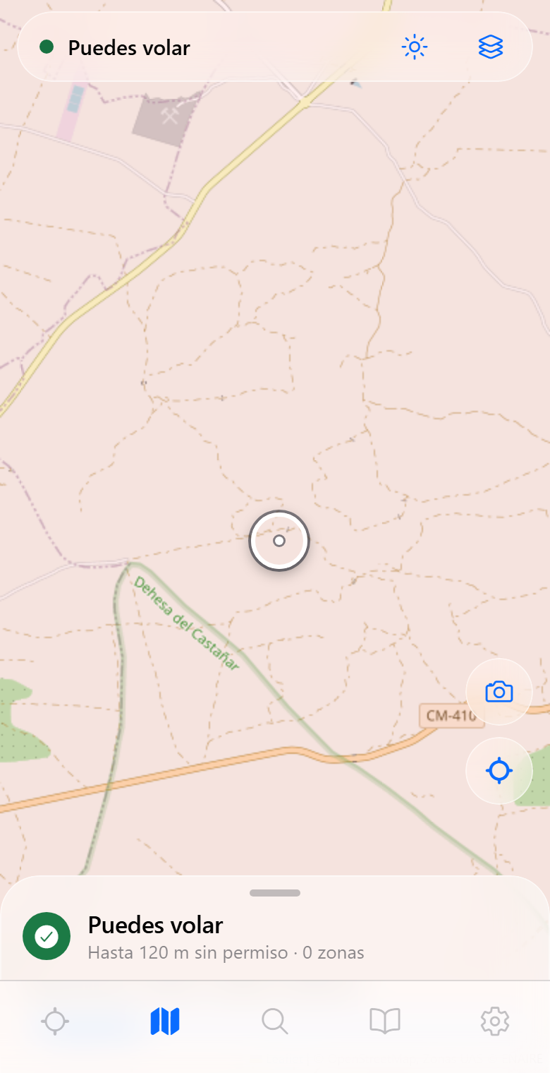 Mapa con las zonas UAS y la mirilla de consulta